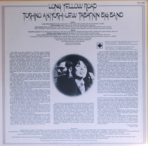Toshiko Akiyoshi-Lew Tabackin Big Band ~ Long Yellow Road (Vinyl) - Djungel & Jazz