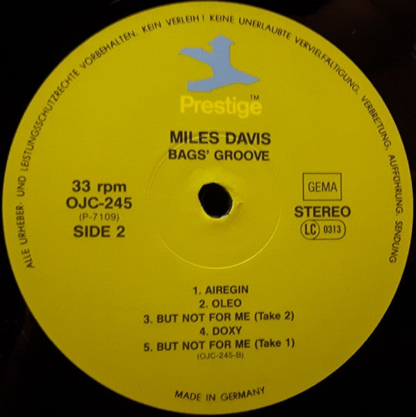 Miles Davis ~ Bags Groove (Vinyl) - Djungel & Jazz
