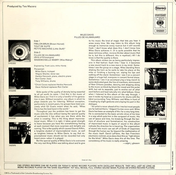 Miles Davis ~ Filles De Kilimanjaro (Vinyl) - Djungel & Jazz