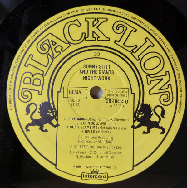 Sonny Stitt & The Giants ~ Night Work (Vinyl) - Djungel & Jazz