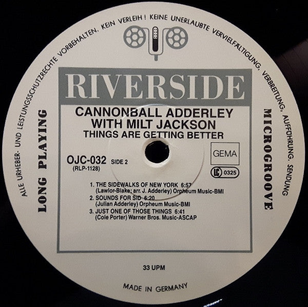 Cannonball Adderley With Milt Jackson ~ Things Are Getting Better (Vinyl) - Djungel & Jazz