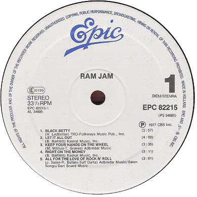 Ram Jam : Ram Jam (LP, Album)