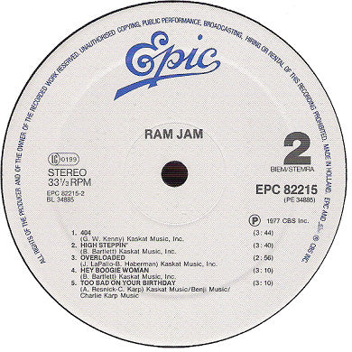 Ram Jam : Ram Jam (LP, Album)