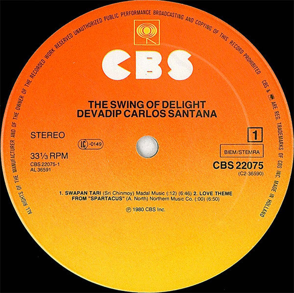 Devadip Carlos Santana* : The Swing Of Delight (2xLP, Album, Gat)