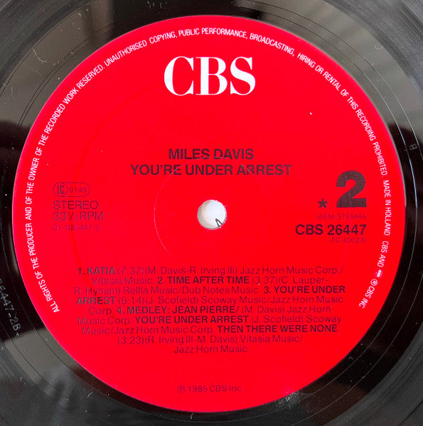Miles Davis ~ You're Under Arrest (Vinyl) - Djungel & Jazz