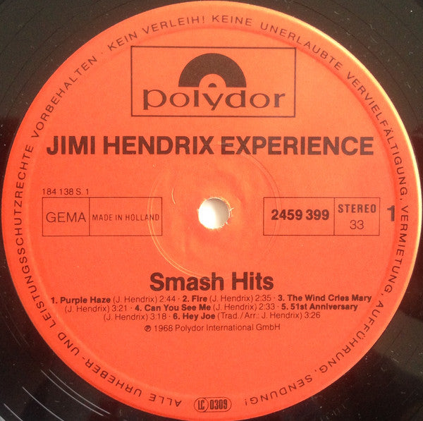 Jimi Hendrix Experience ~ Smash Hits (Vinyl) - Djungel & Jazz