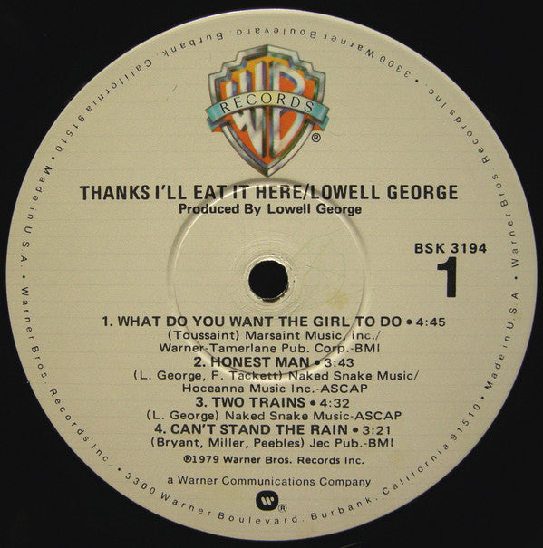 Lowell George ~ Thanks I'll Eat It Here (Vinyl) - Djungel & Jazz