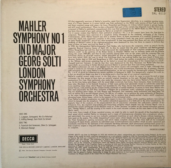 Mahler, Georg Solti, London Symphony Orchestra ~ Symphony No. 1 (Vinyl) - Djungel & Jazz