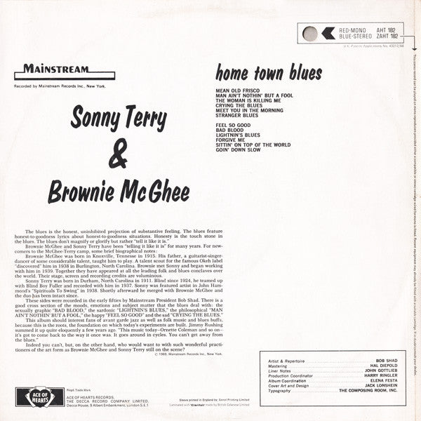 Sonny Terry & Brownie McGhee ~ Home Town Blues (Vinyl) - Djungel & Jazz