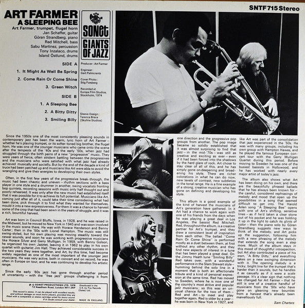 Art Farmer ~ A Sleeping Bee (Vinyl) - Djungel & Jazz