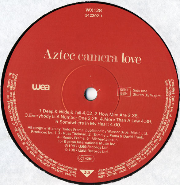 Aztec Camera ~ Love (Vinyl) - Djungel & Jazz
