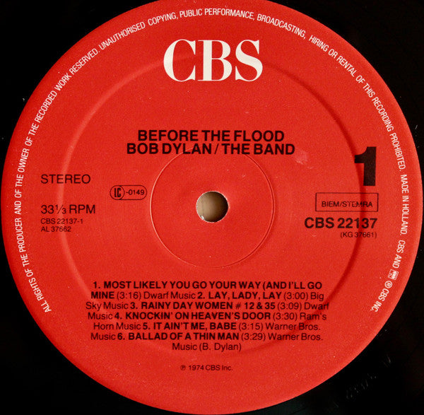 Bob Dylan / The Band : Before The Flood (2xLP, Album, RE, Red)