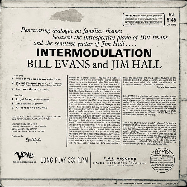 Bill Evans / Jim Hall ~ Intermodulation (Vinyl) - Djungel & Jazz