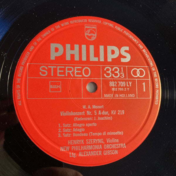 Mozart, Henryk Szeryng, New Philharmonia Orchestra, Alexander Gibson ~ Violinkonzert Nr.5 A-Dur, KV 219 / Violinkonzert Nr.6 D-Dur, KV 271a (Vinyl) - Djungel & Jazz