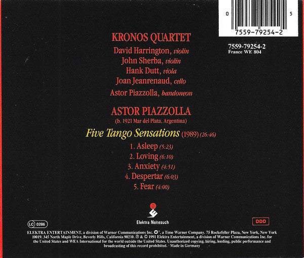 Kronos Quartet With Astor Piazzolla ~ Five Tango Sensations (Vinyl) - Djungel & Jazz