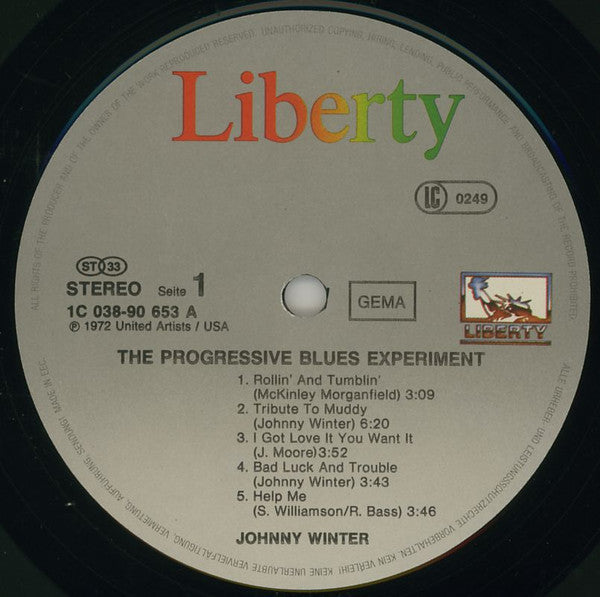 Johnny Winter : The Progressive Blues Experiment (LP, Album, RE)