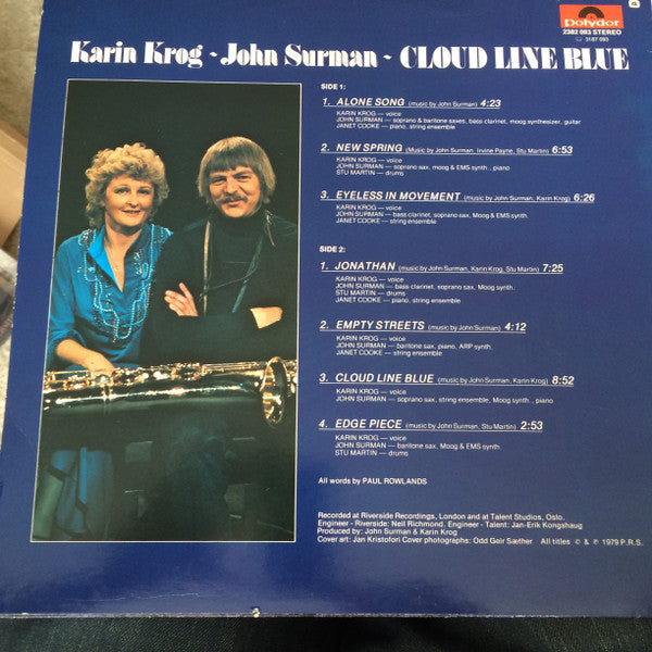 Karin Krog & John Surman ~ Cloud Line Blue (Vinyl) - Djungel & Jazz