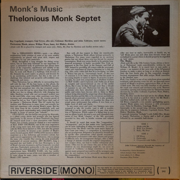 Thelonious Monk Septet ~ Monk's Music (Vinyl) - Djungel & Jazz
