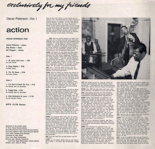 Oscar Peterson : Action (LP, Album, Gat)