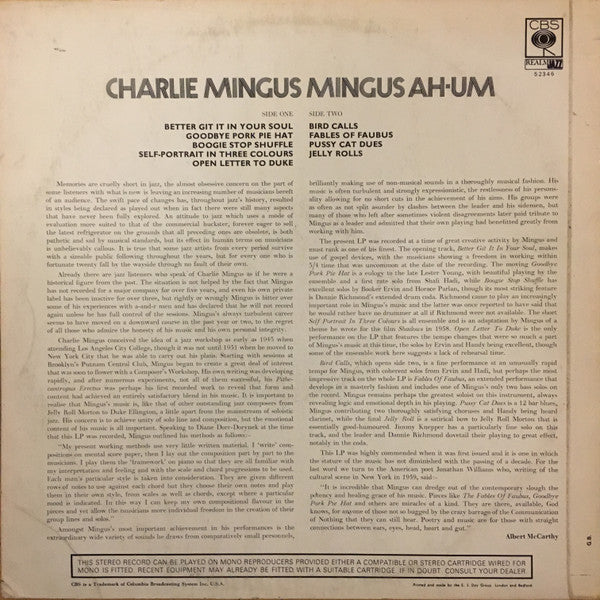 Charlie Mingus ~ Mingus Ah-Um (Vinyl) - Djungel & Jazz