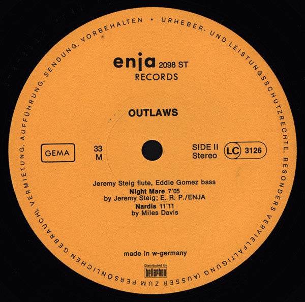 Jeremy Steig - Eddie Gomez ~ Outlaws (Vinyl) - Djungel & Jazz