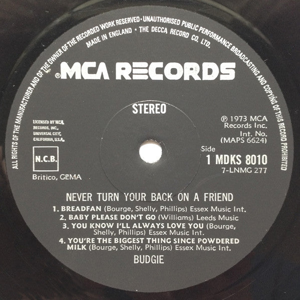 Budgie ~ Never Turn Your Back On A Friend (Vinyl) - Djungel & Jazz