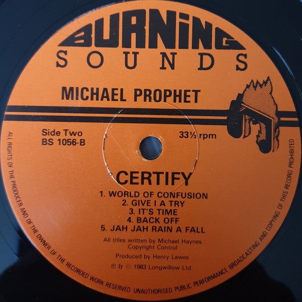 Michael Prophet : Certify (LP, Album)
