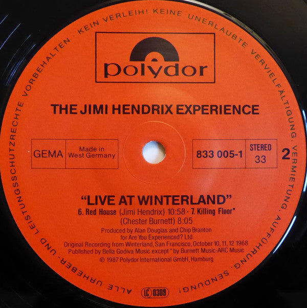 The Jimi Hendrix Experience ~ Live At Winterland (Vinyl) - Djungel & Jazz