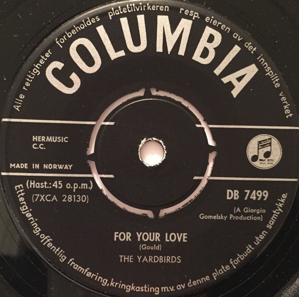 The Yardbirds ~ For Your Love / Got To Hurry (Vinyl) - Djungel & Jazz