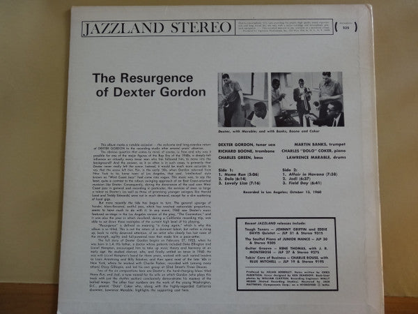 Dexter Gordon ~ The Resurgence Of Dexter Gordon (Vinyl) - Djungel & Jazz