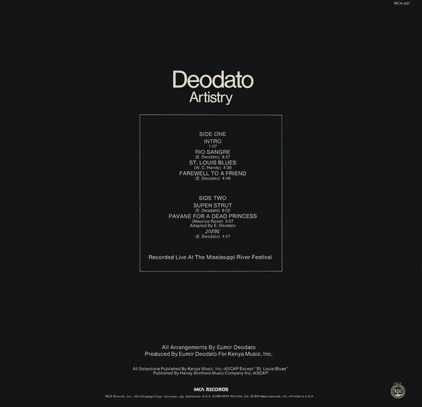 Deodato ~ Artistry (Vinyl) - Djungel & Jazz