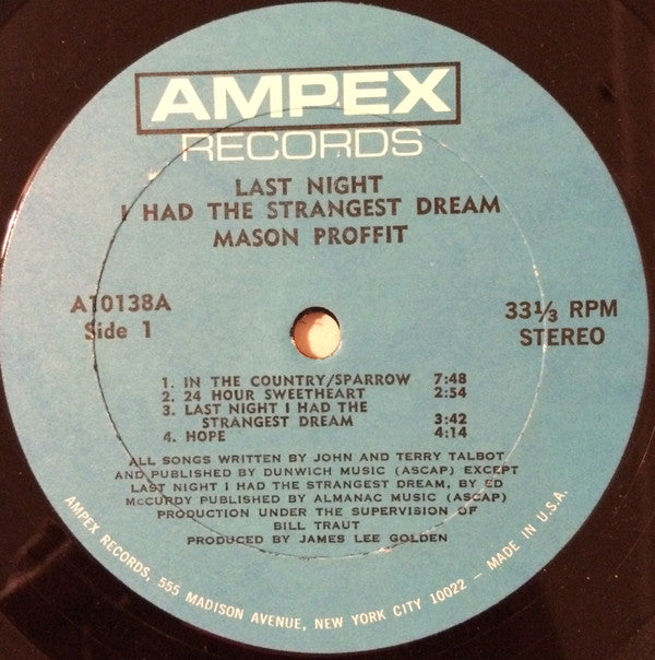 Mason Proffit ~ Last Night I Had The Strangest Dream (Vinyl) - Djungel & Jazz