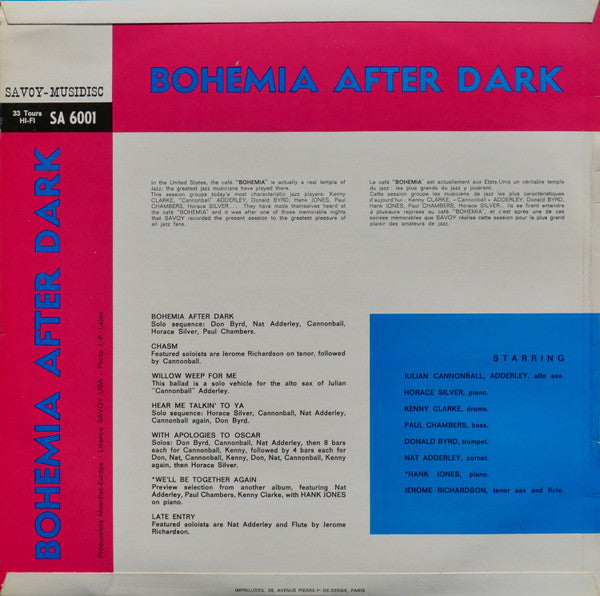 Julian "Cannon Ball" Adderley - Donald Byrd - Horace Silver - Jerome Richardson - Paul Chambers - Nat Adderley - Kenny Clarke ~ Bohemia After Dark (Vinyl) - Djungel & Jazz