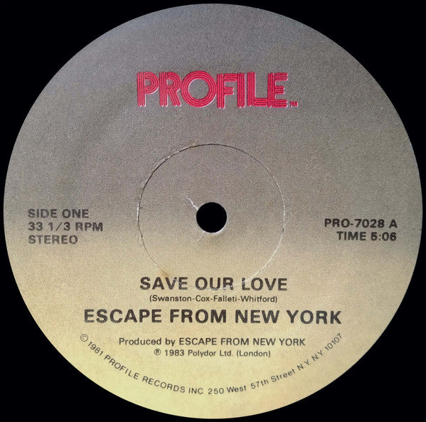 Escape From New York ~ Save Our Love / Slow Beat (Vinyl) - Djungel & Jazz