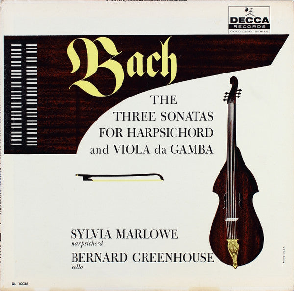 Johann Sebastian Bach, Sylvia Marlowe, Bernard Greenhouse ~ The Three Sonatas For Harpsichord And Viola Da Gamba (Vinyl) - Djungel & Jazz