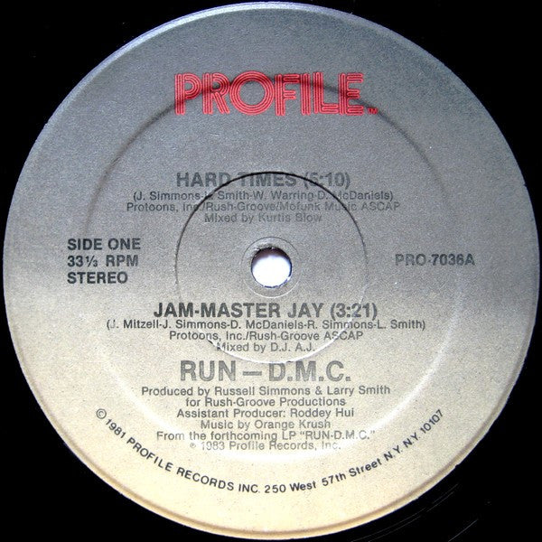 Run-D.M.C. ~ Hard Times / Jam-Master Jay (Vinyl) - Djungel & Jazz