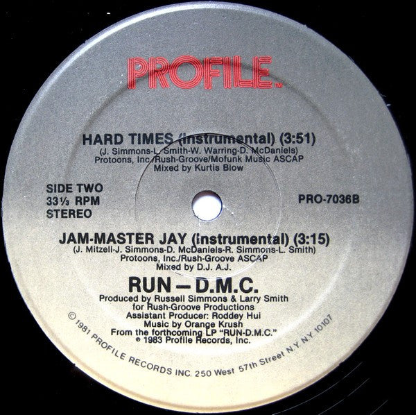 Run-D.M.C. ~ Hard Times / Jam-Master Jay (Vinyl) - Djungel & Jazz