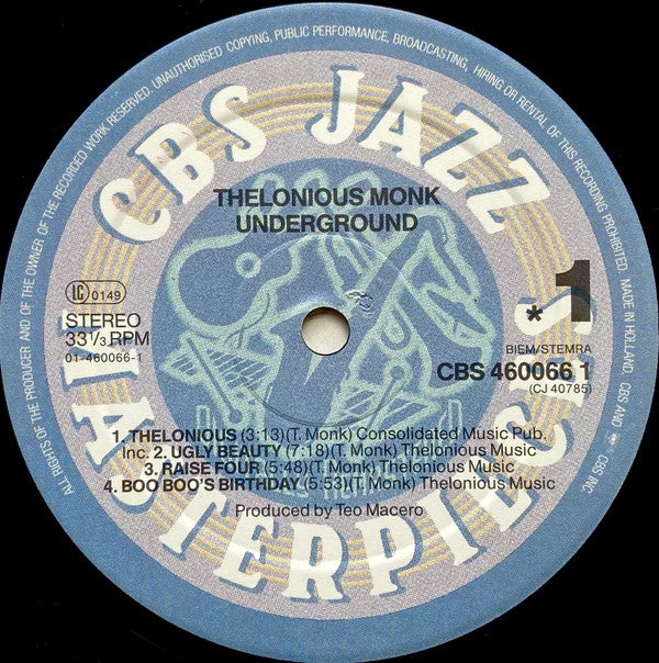 Thelonious Monk ~ Underground (Vinyl) - Djungel & Jazz