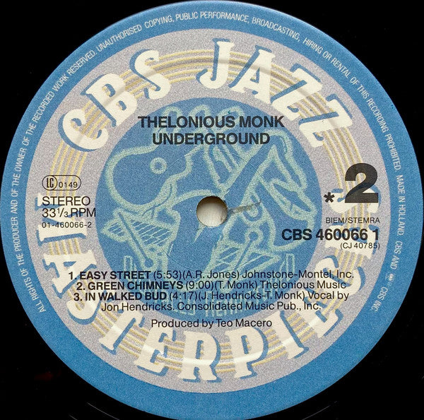 Thelonious Monk ~ Underground (Vinyl) - Djungel & Jazz