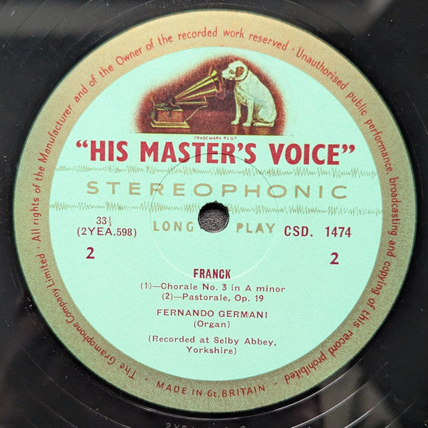 César Franck, Fernando Germani ~ Organ Recital At Selby Abbey, Yorkshire (No. 2) (Vinyl) - Djungel & Jazz