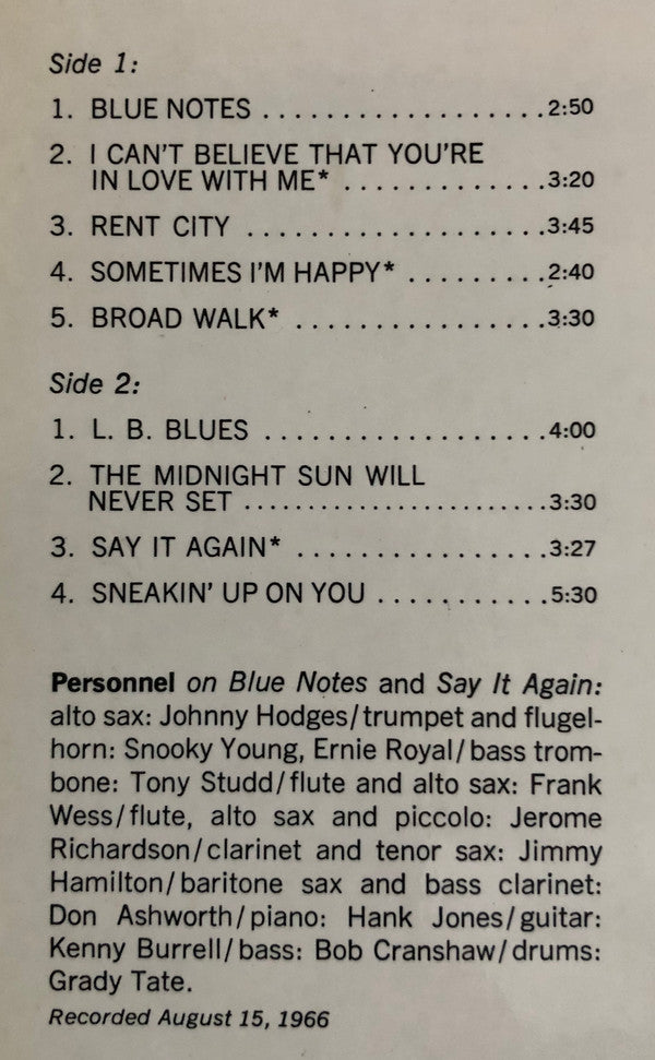 Johnny Hodges ~ Blue Notes (Vinyl) - Djungel & Jazz