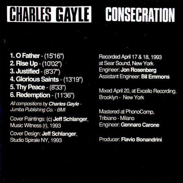 Charles Gayle ~ Consecration (Vinyl) - Djungel & Jazz