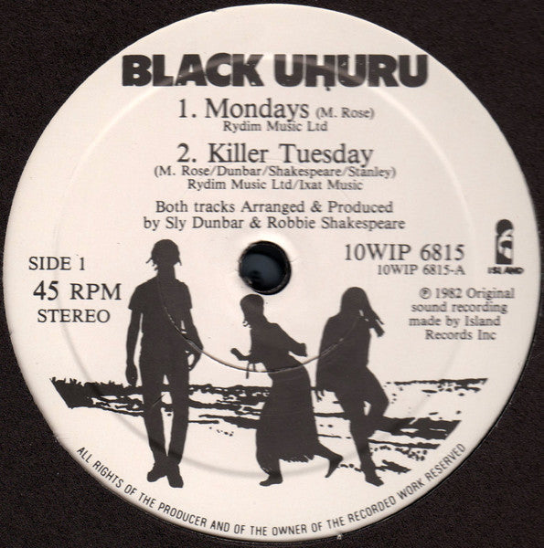 Black Uhuru : Mondays / Killer Tuesday / Right Stuff (10")