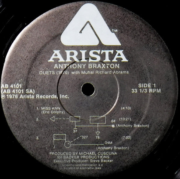 Anthony Braxton With Muhal Richard Abrams : Duets 1976 (LP, Album, RE)
