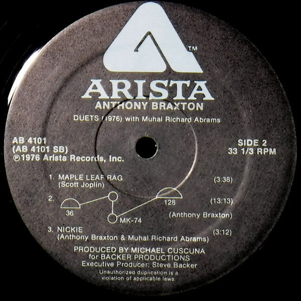 Anthony Braxton With Muhal Richard Abrams : Duets 1976 (LP, Album, RE)
