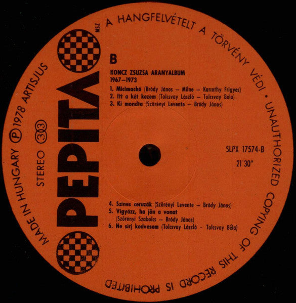 Zsuzsa Koncz : Aranyalbum (1967–1973) (LP, Comp)