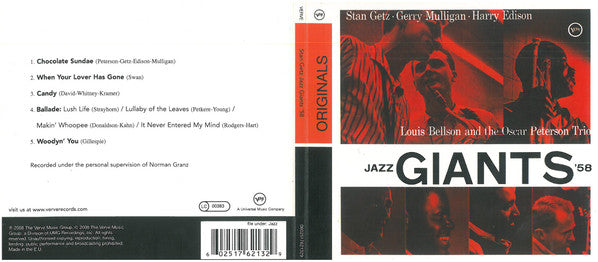 Stan Getz · Gerry Mulligan · Harry Edison, Louis Bellson And The Oscar Peterson Trio ~ Jazz Giants '58 (Vinyl) - Djungel & Jazz