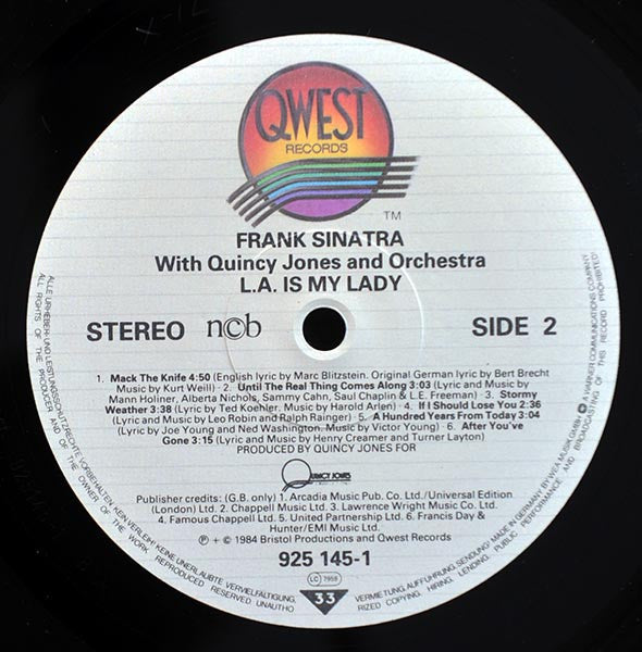 Frank Sinatra With Quincy Jones And Orchestra ~ L.A. Is My Lady (Vinyl) - Djungel & Jazz