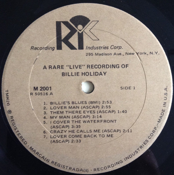 Billie Holiday ~ A Rare Live Recording Of Billie Holiday (Vinyl) - Djungel & Jazz