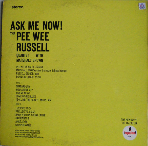 The Pee Wee Russell Quartet with Marshall Brown ~ Ask Me Now! (Vinyl) - Djungel & Jazz